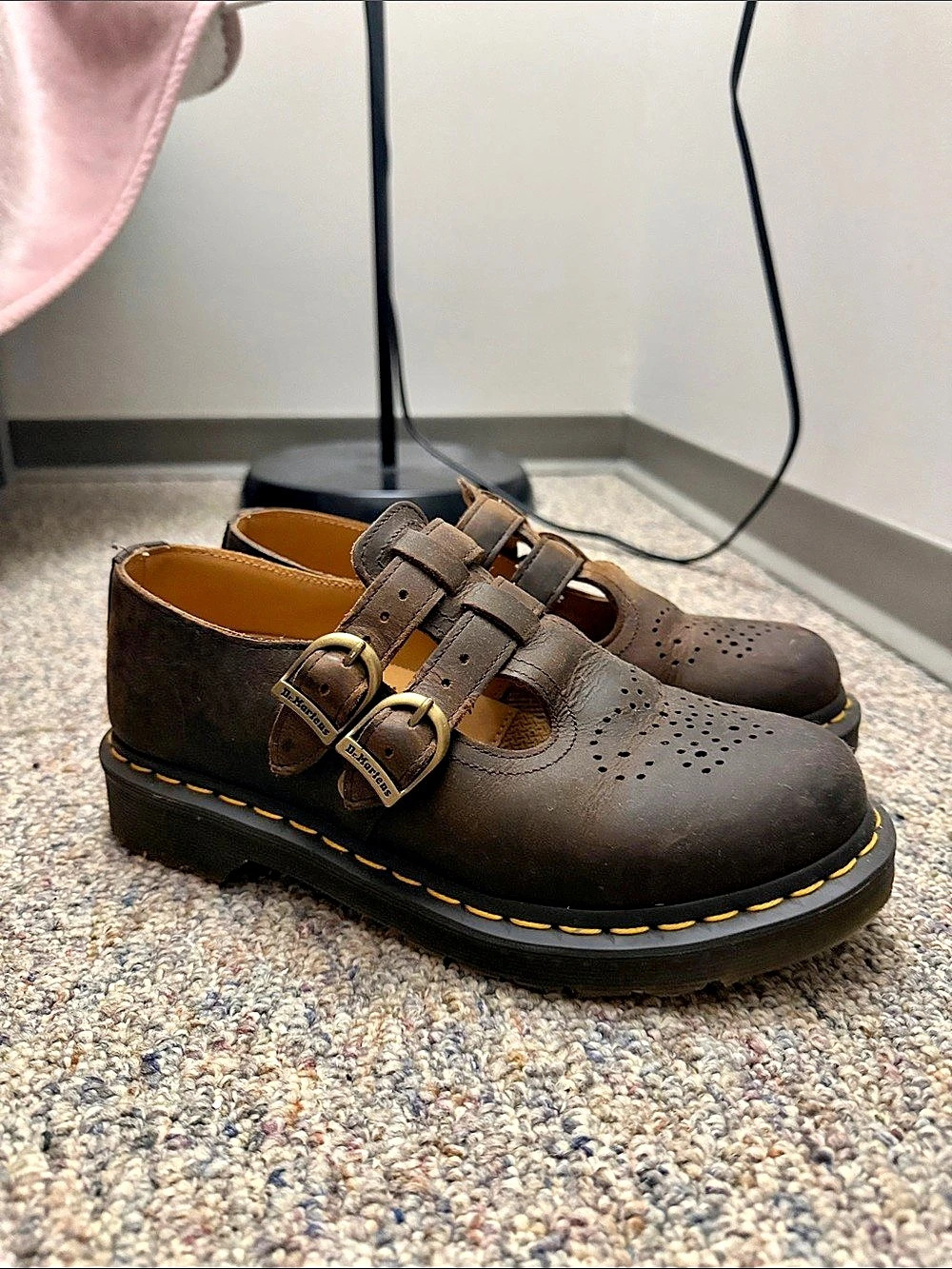 Dr. Martens 8065 Crazy Horse Leather Mary Jane Shoes Flats Brown